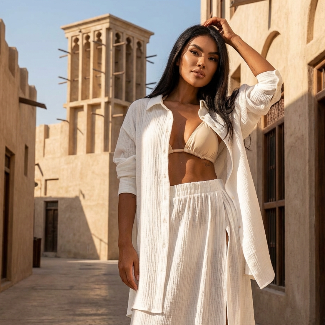 muślinowy komplet na lato damski