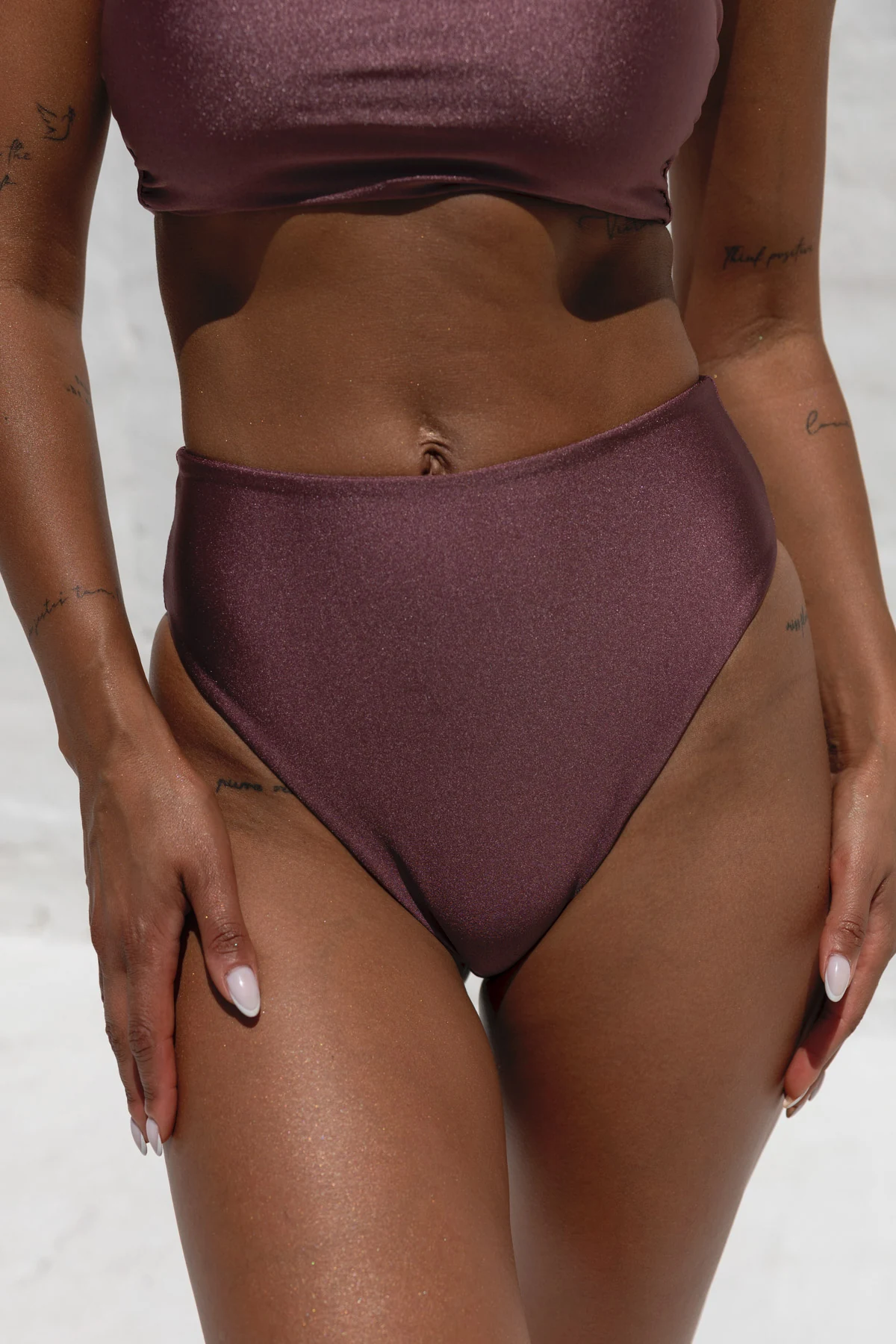 Linki Lilac - dół od bikini wysoki stan brazyliany fioletowy