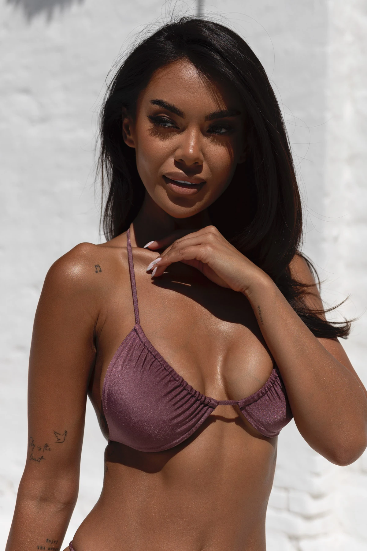 Classic Lilac - góra trójkątna od bikini wiązana fioletowy