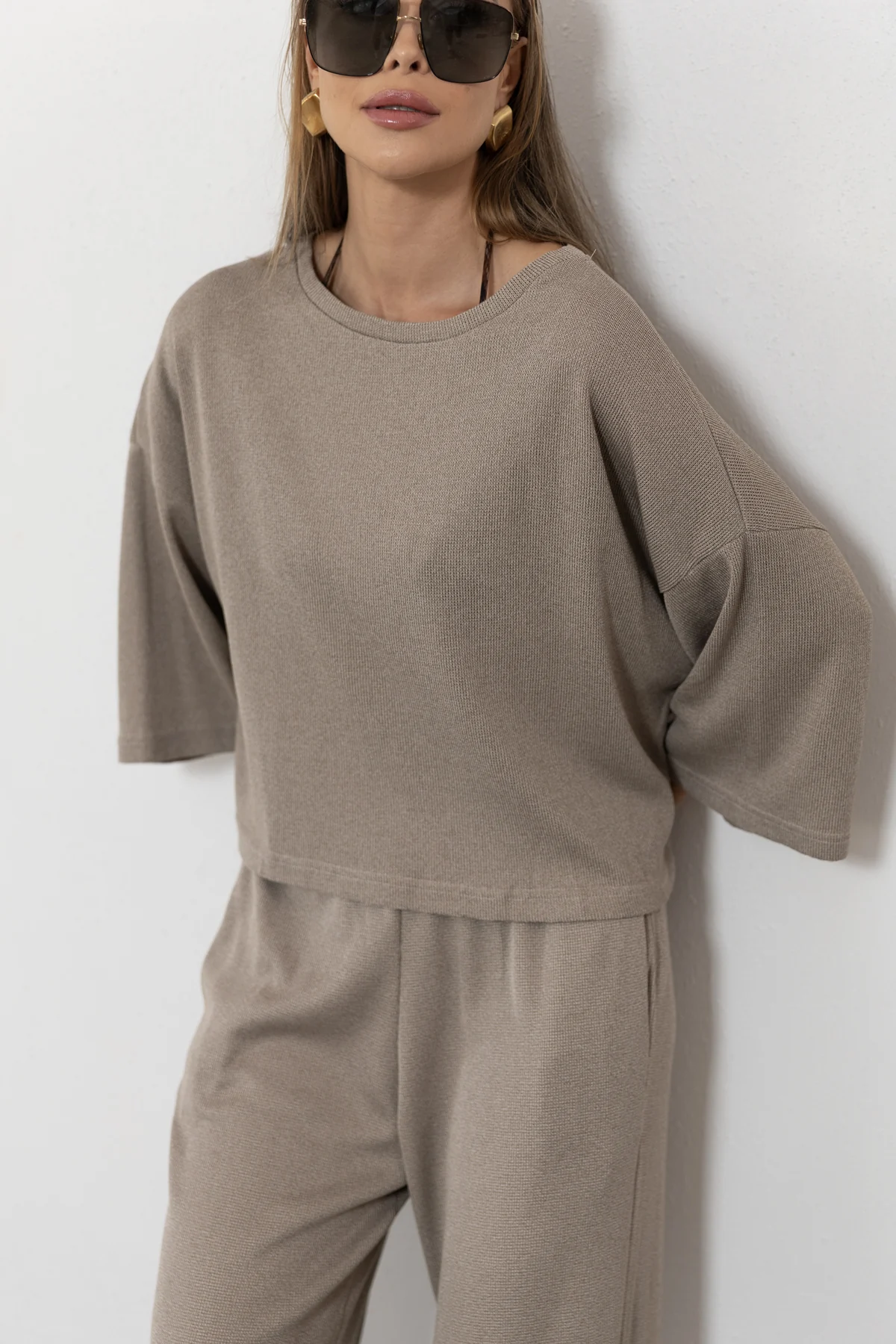 Paloma - bluzka oversize sweterkowa dzianina kolor Cappuccino / chłodny beż