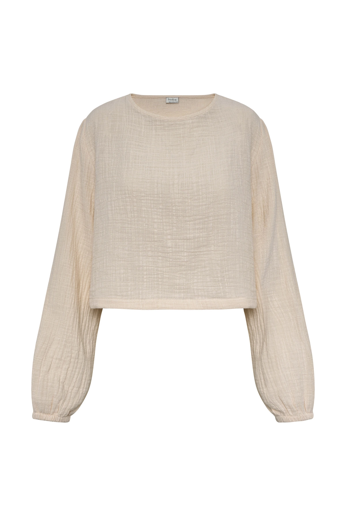 Allora - bluzka z długim rękawem typu crop top oversize beżowy