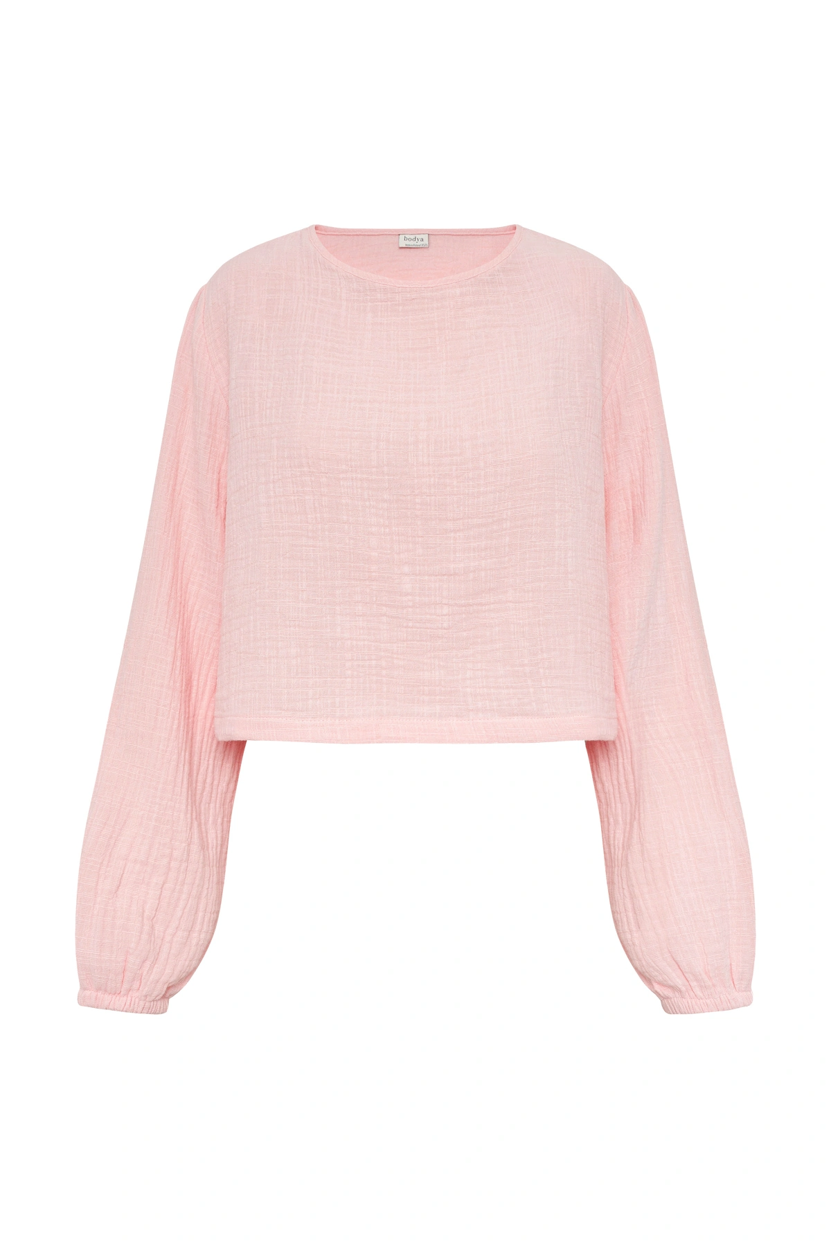 Allora - bluzka z długim rękawem typu crop top oversize różowa