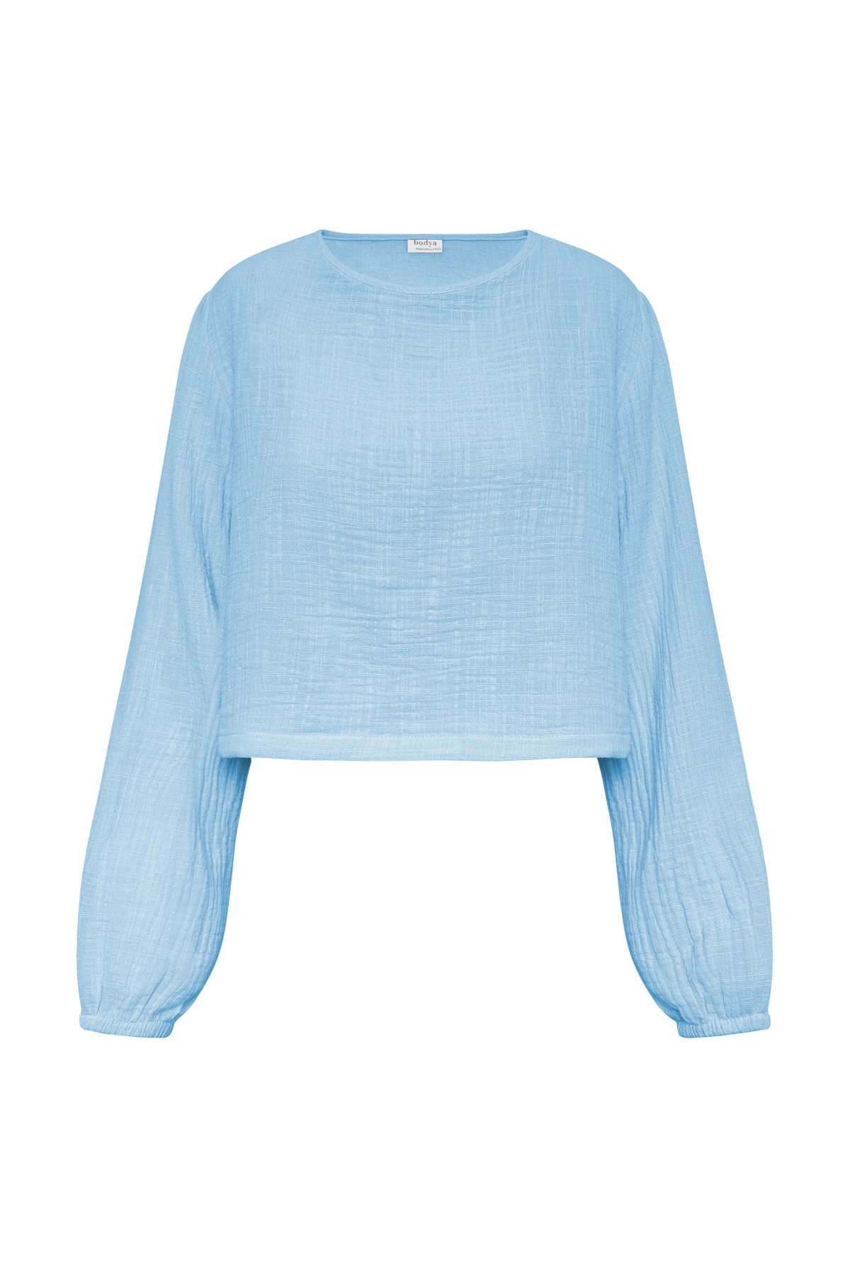 Allora - bluzka z długim rękawem typu crop top oversize błękitna